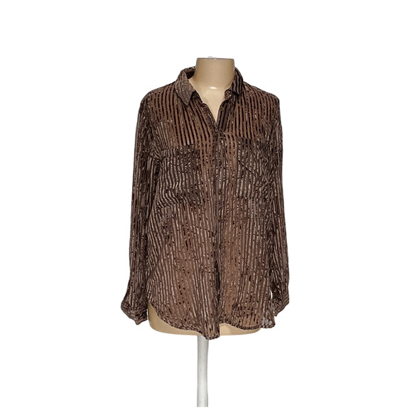 Pilcro Brown Striped Women's Top - Picture 1 of 3